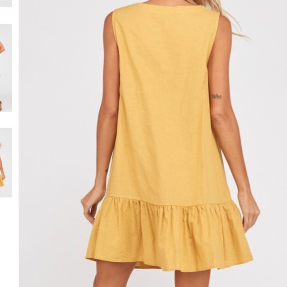 NWOT mustard button up dress - Picture 6 of 8